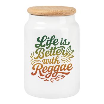 Life is Better with Reggae Rastafari Jamaica Style - Cookie Jar with Wooden Lid - white - Front