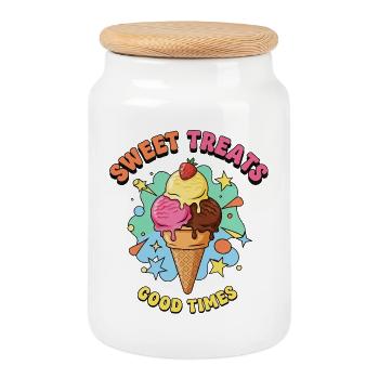 Sweet treats - Cookie Jar with Wooden Lid - white - Front