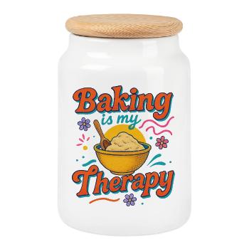 Thérapie de pâtisserie : conception inspirante - Boîte à biscuits avec couvercle en bois - blanc - Devant