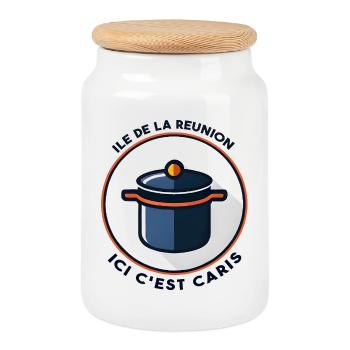 Fierté Ile de la Réunion Idée de Cadeau - Boîte à biscuits avec couvercle en bois - blanc - Devant