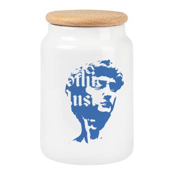 Abstract Gothic Music Portrait - Cookie Jar with Wooden Lid - white - Front