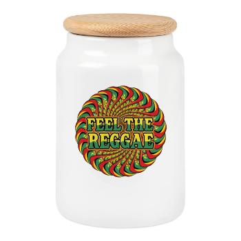 Feel the Reggae Psychedelic Rasta Style - Cookie Jar with Wooden Lid - white - Front