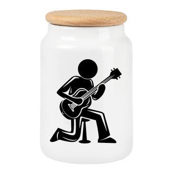 Guitariste Guitare Musicien - Boîte à biscuits avec couvercle en bois - blanc - Devant