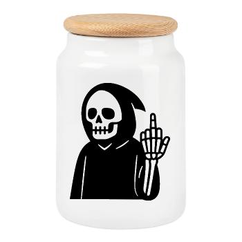 Cooles Reaper Design Illustration - Keksdose mit Holzdeckel - Weiß - Vorne
