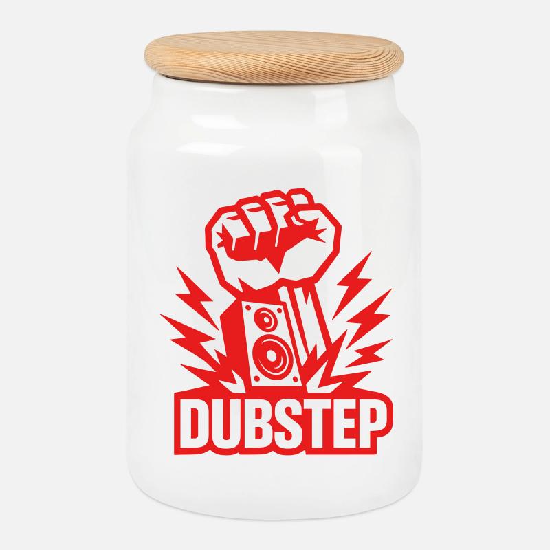 Dubstep Power - Keksdose mit Holzdeckel - Weiß