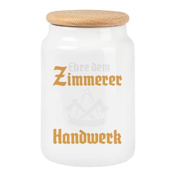 Zimmerer Handwerk Zimmermann Zunftzeichen - Keksdose mit Holzdeckel - Weiß - Vorne
