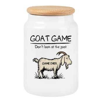 Goat game - Boîte à biscuits avec couvercle en bois - blanc - Devant