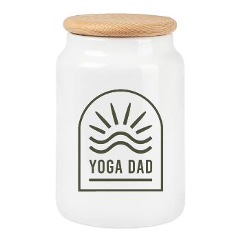 Yoga dad zen spiritual yogi father wellness lover - Cookie Jar with Wooden Lid - white - Front