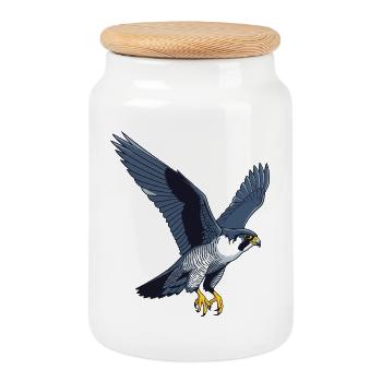 Peregrine Falcon Bird of Prey Falconer - Cookie Jar with Wooden Lid - white - Front