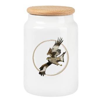 Falcon - Cookie Jar with Wooden Lid - white - Front
