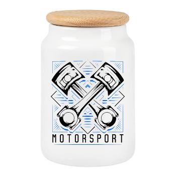 Sport automobile - Tuning - Mécanique automobile - Boîte à biscuits avec couvercle en bois - blanc - Devant