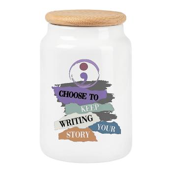 Inspirational Writing Motivation Tapestry - Cookie Jar with Wooden Lid - white - Front