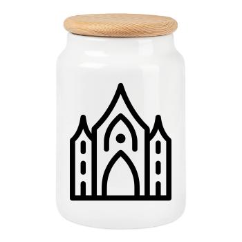 cathédrale - Boîte à biscuits avec couvercle en bois - blanc - Devant