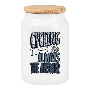 Le vélo est toujours la réponse - Boîte à biscuits avec couvercle en bois - blanc - Devant