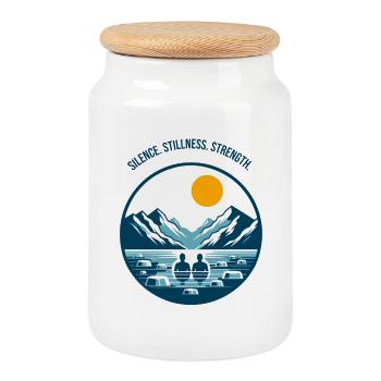 Eisbaden im Bergsee in den Alpen Wintersport Logo - Cookie Jar with Wooden Lid - white - Front