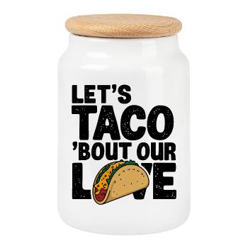 Taco Love Celebration, Mexican Food Lover  - Cookie Jar with Wooden Lid - white - Front