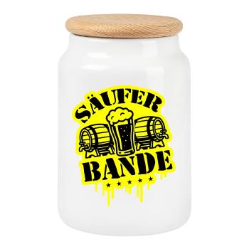 Säufer Bande Bier - Keksdose mit Holzdeckel - Weiß - Vorne