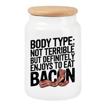Humorous Bacon Lover Body Type - Cookie Jar with Wooden Lid - white - Front