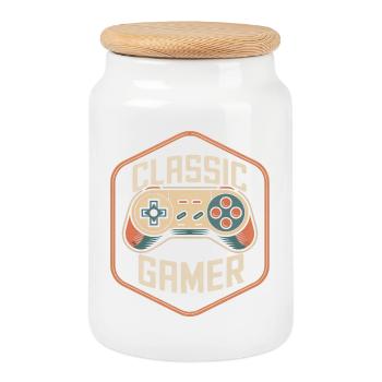 Classic Gamer Retro Controller Nostalgie - Keksdose mit Holzdeckel - Weiß - Vorne