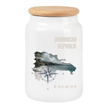 République dominicaine Boussole tropicale - Boîte à biscuits avec couvercle en bois - blanc - Devant