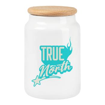 True North Inspirational Graphic Design - Cookie Jar with Wooden Lid - white - Front