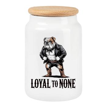 Loyal Bulldog Rebel Leather - Cookie Jar with Wooden Lid - white - Front