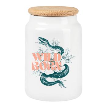 Wild Born Snake Illustration - Cookie Jar with Wooden Lid - white - Front