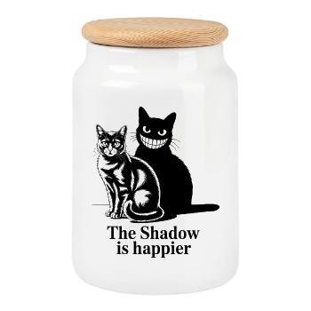 Duo Silhouette des Chats d’Ombre - Boîte à biscuits avec couvercle en bois - blanc - Devant