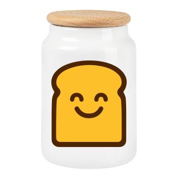 Cute Toast - Cookie Jar with Wooden Lid - white - Front