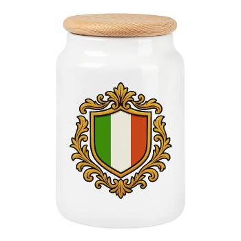 Drapeau de l’Italie dans un cadre baroque - Boîte à biscuits avec couvercle en bois - blanc - Devant