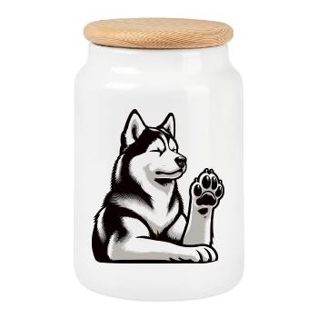 Husky Huskys Huskybesitzer Huskyhalter Huskyfan  - Keksdose mit Holzdeckel - Weiß - Vorne