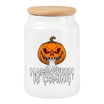 Halloween is coming - Cookie Jar with Wooden Lid - white - Front