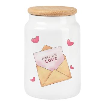 Anime Letter Heart – Sealed with Love Xmas - Cookie Jar with Wooden Lid - white - Front