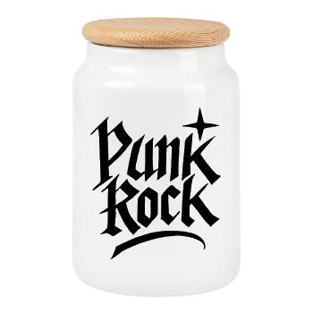 Punk Rock Gothic Lettering - Cookie Jar with Wooden Lid - white - Front