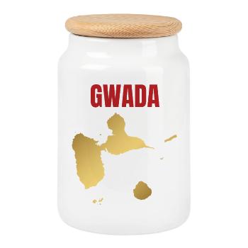 GWADA Golden Map West Indies T-shirt - Cookie Jar with Wooden Lid - white - Front