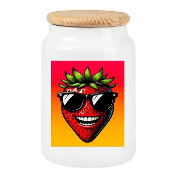 Erdbeeren Erdbeeren - Keksdose mit Holzdeckel - Weiß - Vorne