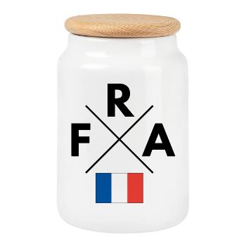 French flag with FRA - Cookie Jar with Wooden Lid - white - Front