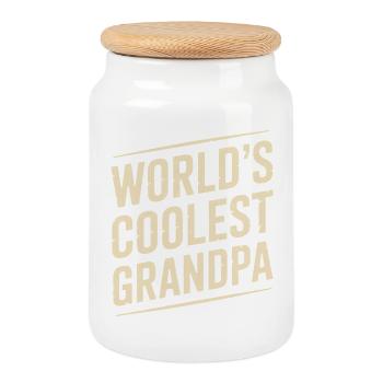 Worlds Coolest Grandpa Opa Spruch Vintage - Keksdose mit Holzdeckel - Weiß - Vorne