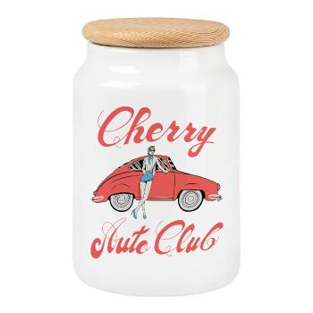 Cherry Auto Club - Keksdose mit Holzdeckel - Weiß - Vorne