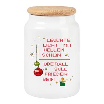 Licht und Frieden zur Weihnacht - Keksdose mit Holzdeckel - Weiß - Vorne
