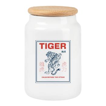 The Tiger - The Calm Before the Storm - Cookie Jar with Wooden Lid - white - Front