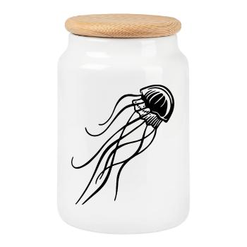 Jellyfish – Ocean & Beach Underwater World - Cookie Jar with Wooden Lid - white - Front