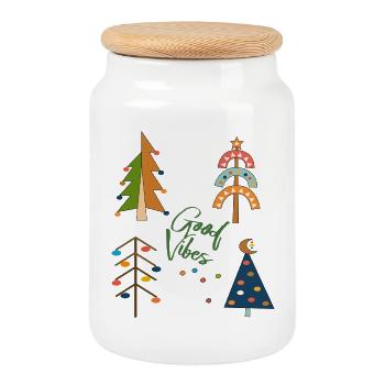 Weihnachten - Keksdose mit Holzdeckel - Weiß - Vorne