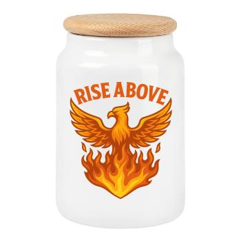 Motif Phénix S’Élever Au-dessus Du Feu - Boîte à biscuits avec couvercle en bois - blanc - Devant