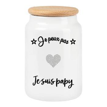 PAPY. PAPA. FÊTE DES PÈRES. BONNE FÊTE PAPA - Boîte à biscuits avec couvercle en bois - blanc - Devant