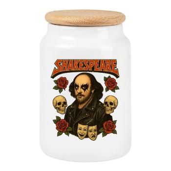 Shakespeare Rock Star - Keksdose mit Holzdeckel - Weiß - Vorne