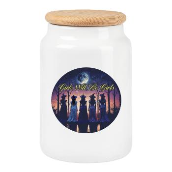 Sorcière Salem Est 1626 : Les filles seront des filles - Boîte à biscuits avec couvercle en bois - blanc - Devant