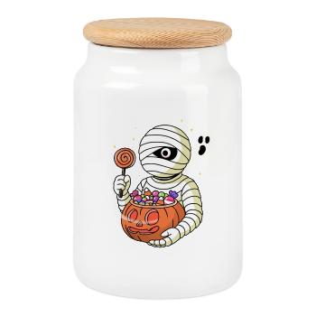 Pharaon du sucre - Boîte à biscuits avec couvercle en bois - blanc - Devant