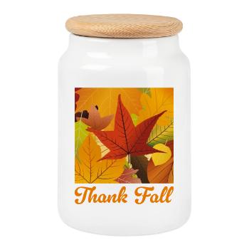 Merci Automne - Boîte à biscuits avec couvercle en bois - blanc - Devant