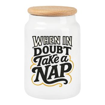 En cas de doute, faites une sieste - Boîte à biscuits avec couvercle en bois - blanc - Devant